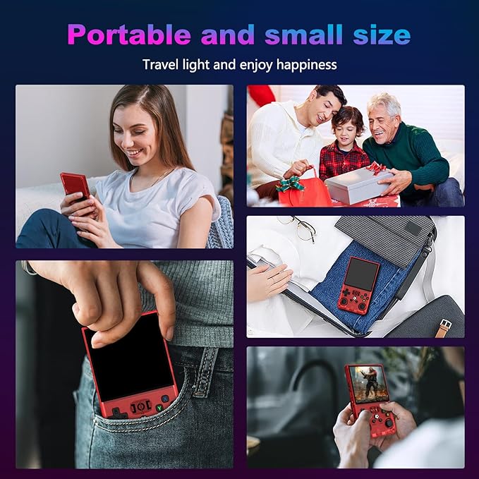 R36MAX Retro Handheld Game Console, 4.0 Inch 720x720 IPS Screen, 64GB Built-in 18,000+ Classic Game, Portable Hand Held Open Source Linux System, 4000mAh Battery Retro Gaming Console(Red 64GB)