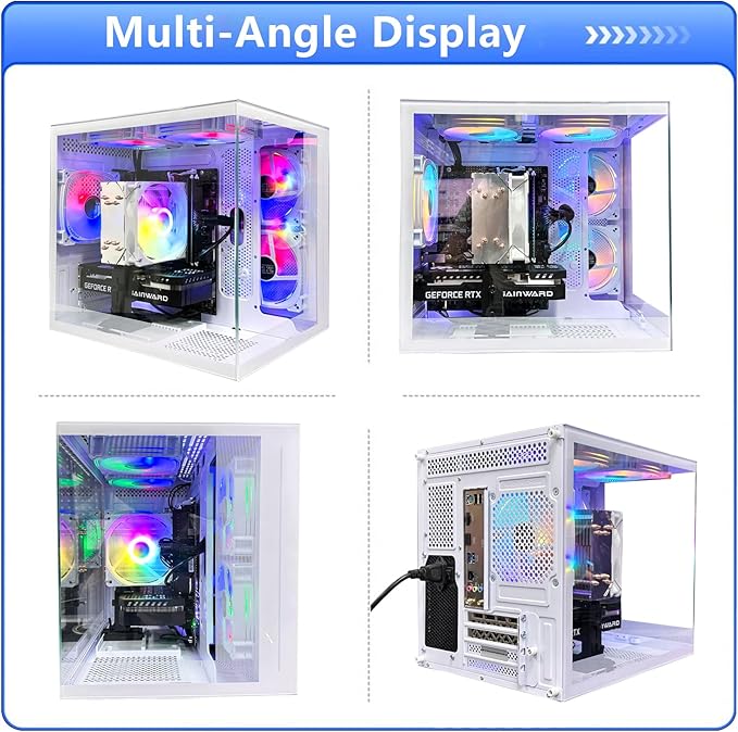 Desktop Computers,32G RAM,1TB NVMe SSD,Core i5-12400F,RTX 3050 6G,Prebuilt Gaming PC,Tower Computer Gamer,Work,VR,4K,Home and Business WiFi 6 White