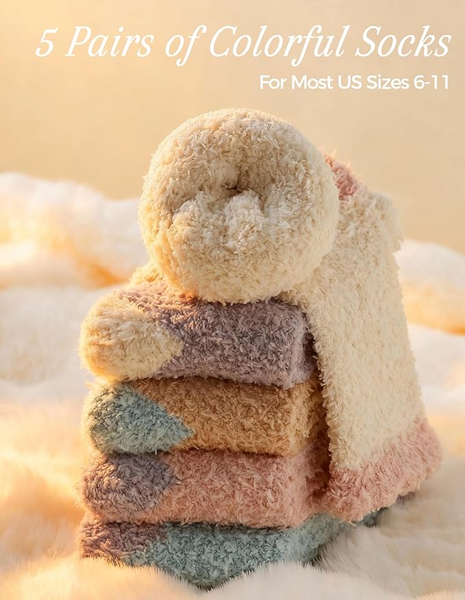 TEHOOK Warm & Cozy Gifts for Women, Stocking Stuufers, Fluffy Fuzzy Plush Sleeping Slipper Socks - Soft Warm Fabric