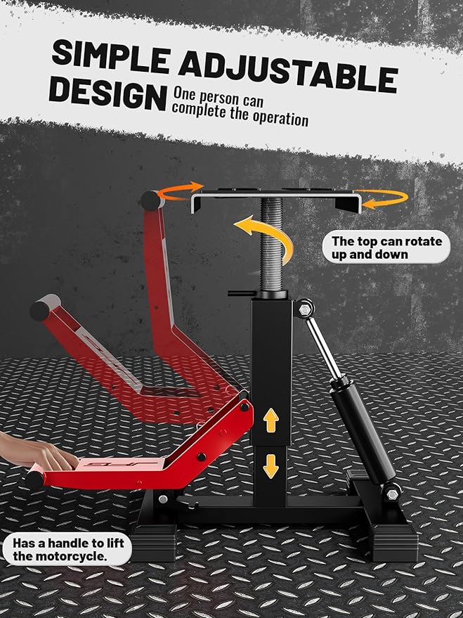 JFG RACING Motorcycle Dirt Bike Stand 1000Lbs Capacity Lift Jack Hoist Table Height Adjustable Lifting Stand Ideal for Dirt Pit Bike Repair&Maintainance,Dirt Bike Accessories