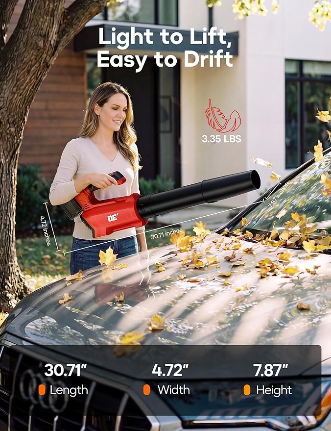 DeForce Leaf Blower Cordless, for Milwaukee M18 18V Battery, Battery Powered Snow Blower Electric, 420 CFM, with Adjustable Handle, 3 Speeds, for Driveway, Patio, Backyard (Bare Tool Only)