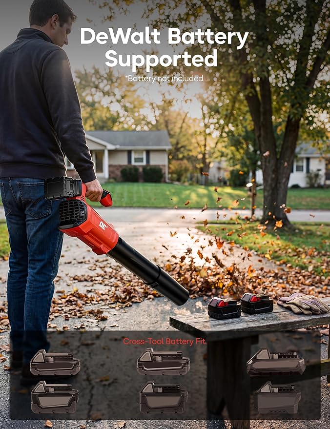 DeForce Leaf Blower Cordless, for Milwaukee M18 18V Battery, Battery Powered Snow Blower Electric, 420 CFM, with Adjustable Handle, 3 Speeds, for Driveway, Patio, Backyard (Bare Tool Only)