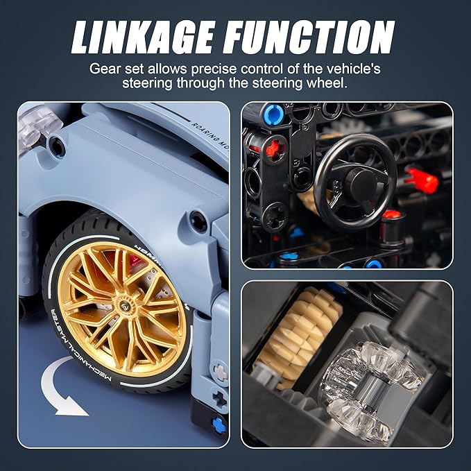 HIGH GODO Technic Car Building Blocks Set for Adults, 1465 Pieces 1:14 Super Sports Vehicle Model Building Kits, Racing Car Collectible Gifts for Men Teenagers Boys Aged 12+