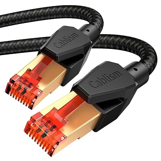Cat 8 Ethernet Cable 15 FT,Heavy Duty High Speed LAN Network Cable Gold Plated RJ45 25FT 30FT 40FT 50FT 65FT 75FT 40Gbps Gigabit Internet Patch Cord, Compatible with Cat 7/6/5 (Black Round Cable 5M)