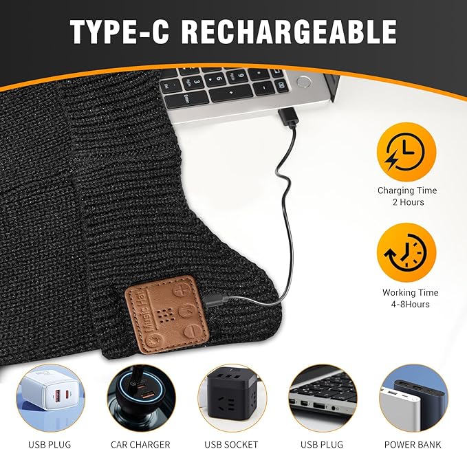Bluetooth Beanie with Light, LED Beanie with Built-in Speaker and Microphone, Gifts for Men Women