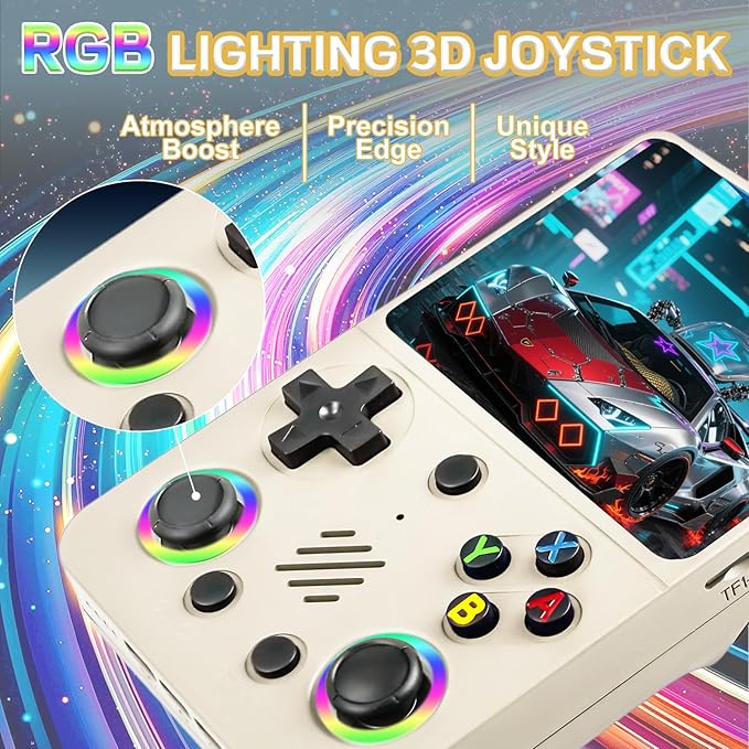 RG36PRO Retro Video Game Console - Open Source System,3.5" IPS Screen,64G TF Card,3000mAh Battery,Support 30,000+ Classic Retro Video Games for Teen or Partner - Gift for Christmas - White