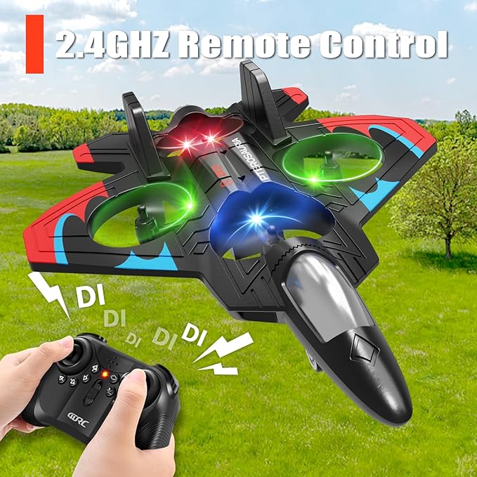 4DRC V32 Foam RC Planes with 4 Batteries, Remote Control Airplanes for Kids Adults 8-16, RC Airplane Drone Helicopter with Light, 360° Flip Fighter Jet Toys, Airplane Toy Gifts for Kids Adults