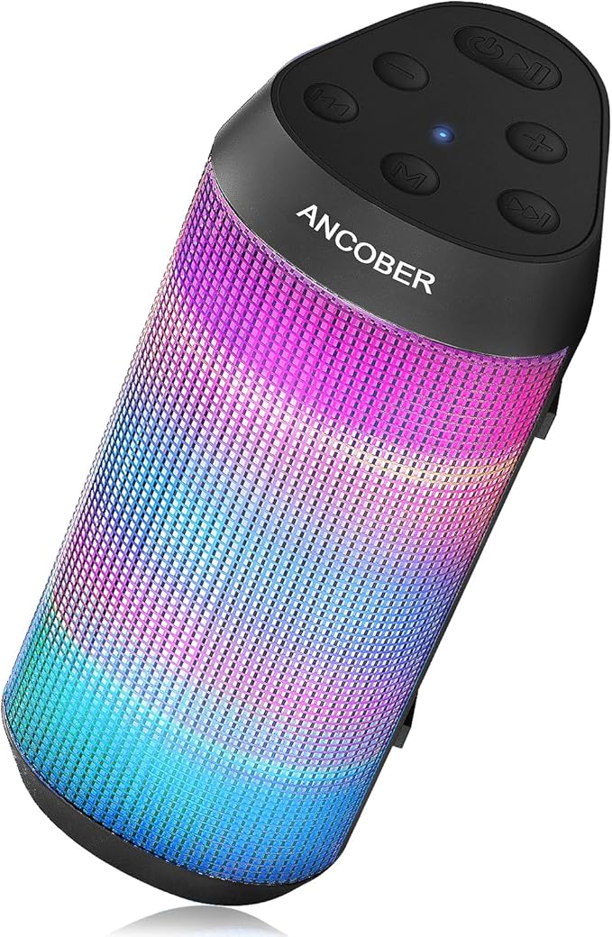 Bluetooth Speaker with Lights, Portable Wireless, Powerful Stereo Sound, IPX4 Waterproof, Up to 24H Playtime, TWS Surround Pair, BT5.3,for Home/Outdoor/Party/Camping, Electronic Gadgets, Birthday Gift