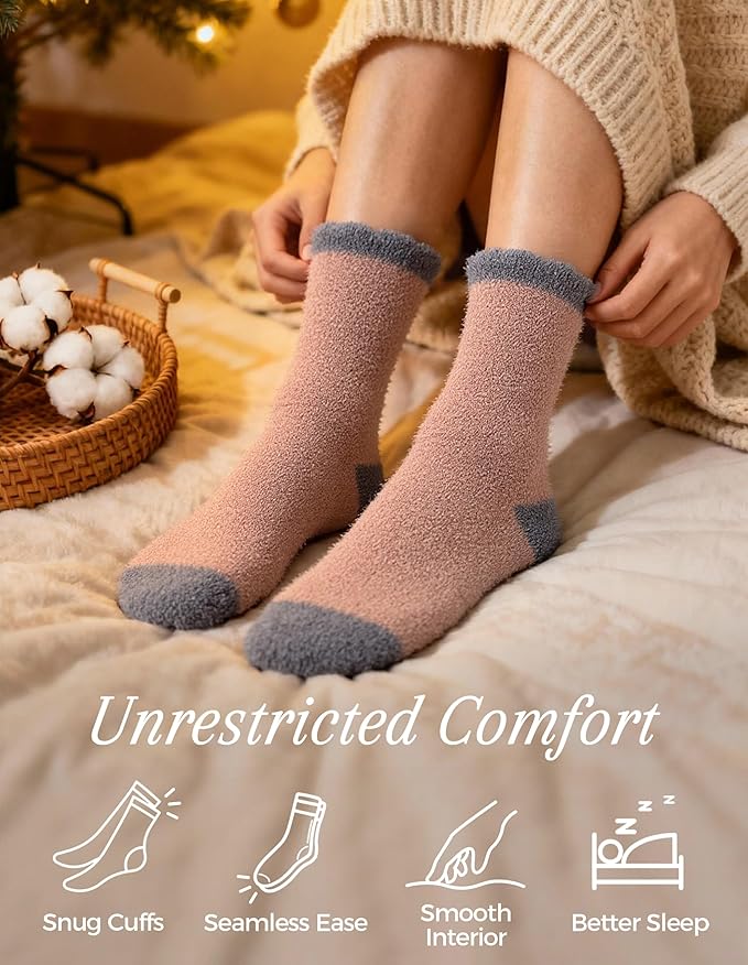 TEHOOK Warm & Cozy Gifts for Women, Stocking Stuufers, Fluffy Fuzzy Plush Sleeping Slipper Socks - Soft Warm Fabric