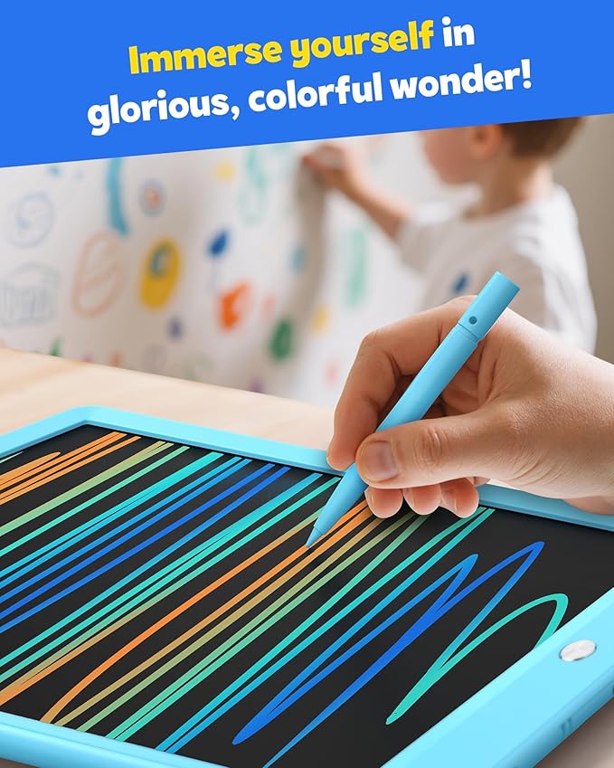 TEKFUN LCD Writing Tablet for Kids, 10-inch Coloring Drawing Pad, Mess Free Doodle Board, Christmas Gifts for Boys and Toddlers, Toys for 3 4 5 6 7 8 Year Old Girls(Blue)