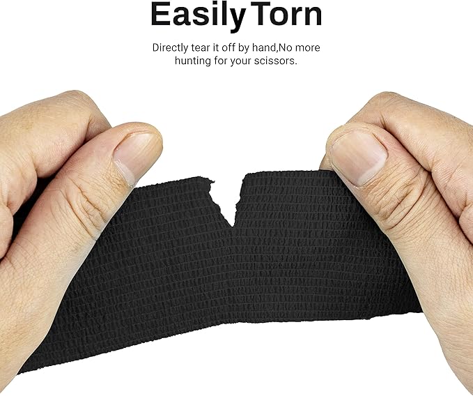 FRESINIDER 9 Rolls Self Adhesive Wrap Athletic Tape Gauze, Breathable Elastic Cohesive Bandage for Sports Injury & Pet (7 Pcs 2" x 5 Yards + 2 Pcs 1" X 5 Yards) (Black)