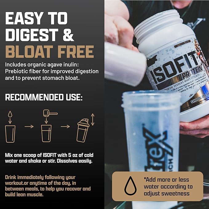 Nutrex Research IsoFit Whey Protein Powder Instantized 100% Whey Protein Isolate (70 Servings, Chocolate Shake)