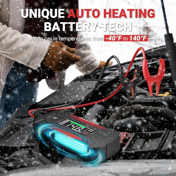LOKITHOR J401X Jump Starter, -40℉ Auto-Heating Tech, 2500A 12V Battery Jumper Starter Portable, Lithium Car Battery Booster Pack (8.5L Gas/6.5L Diesel), Jump Box with 100W Fast Charging, LED Light