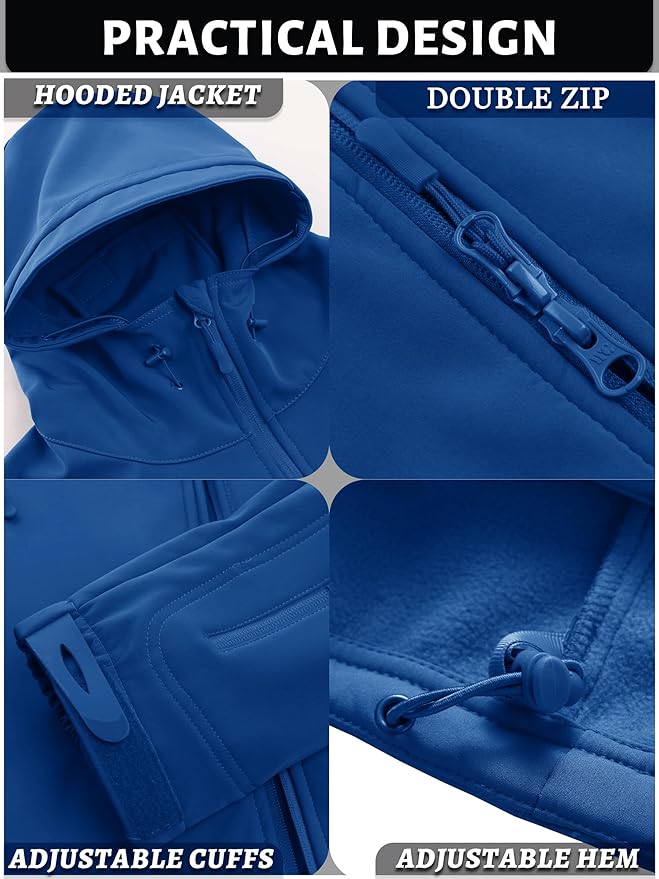 TACVASEN Men's Special Ops Military Tactical Soft Shell Winter Warm Fleece Lined Jacket Rain Hood Coat Hiking Snowboard
