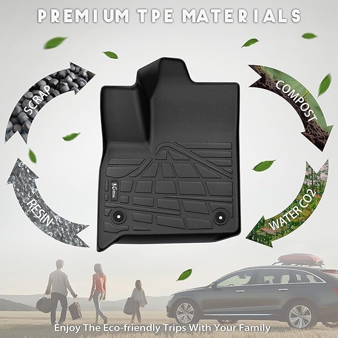 KARPAL Floor Mats for 2018-2023 Chevy Traverse 7 Seats, with 2nd Row Bucket Seats, All-Weather TPE Custom Fit Floor Liners Car Accessories