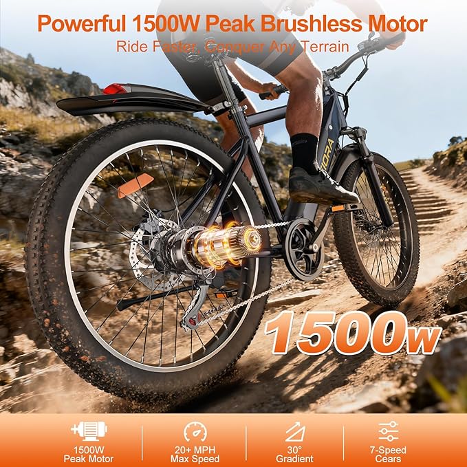 Electric Bike for Adults, 800/1500/2500W Peak Motor Ebike, 48V Removable Battery, 30-120 Miles PAS Range, 20-28MPH, 14"/20"/26" All-Terrain Electric Bicycles for Commuute Road Sand Mountain