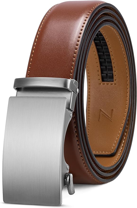 Zitahli Belt Men, Ratchet Belt Dress with 1 3/8" Premium Leather,Slide Belt with Easier Adjustable Automatic Buckle