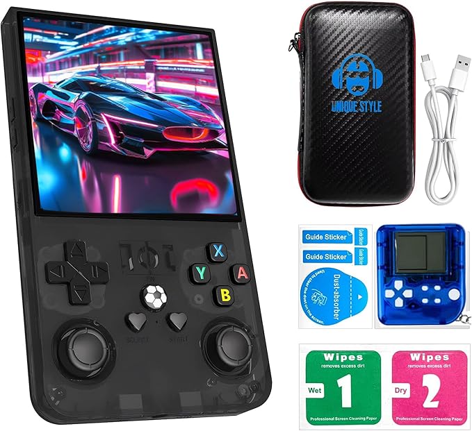 R36s max Retro Gaming Console Handheld Game Console , Game Emulator Handheld Console, 4K HD 4.0" IPS Screen, Preloaded 18,000+ Retro Games Portable Video Games(Black 64GB MAX)