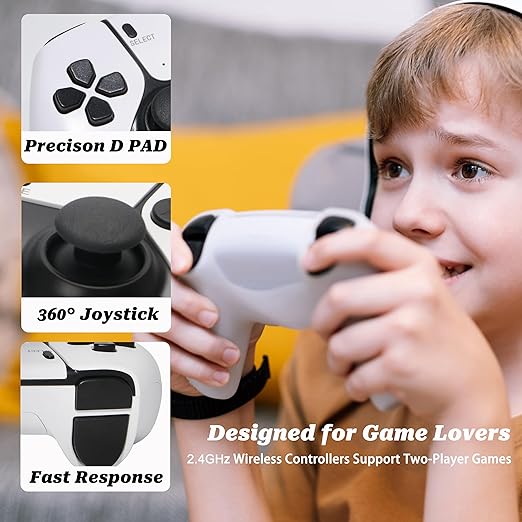 Hikonia Retro Game Console with 40000 Games,Plug & Play Video Game Console 18 Emulators Classic Games,4K HDMI Output for TV,Dual Controllers Birthday Gifts for Boys & Girls 64G