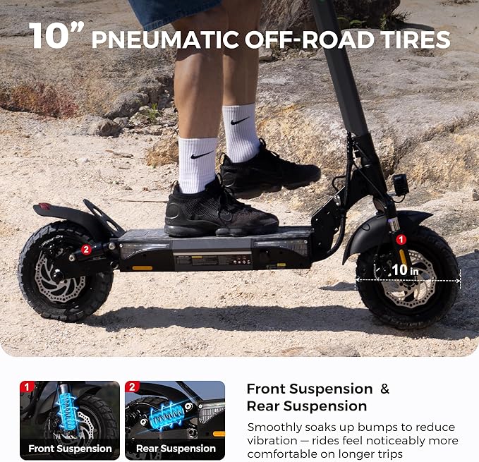 iScooter Electric Scooter, 800W Motor E-Scooter Up to 25/28 Miles Range, Top Speed 25/28 MPH,10" Off Road escooter Tires,Adjustable Handlebar Height, Folding Commuting Electric Scooter for Adults