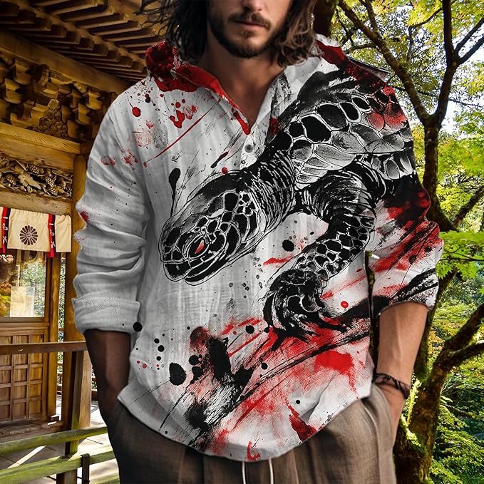MARSVOVO Hooded Long Sleeve Shirt Men Fashion Graphic Button Up Lightweight Big and Tall Casual Vacation Shirts for Men