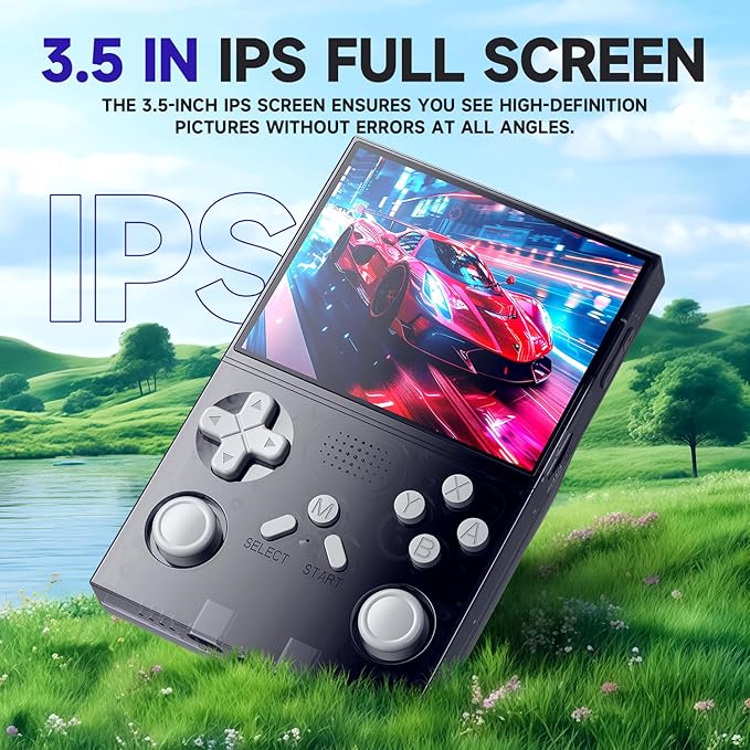 R40 Retro Handheld Game Console - 128GB with 25K+ Games, 3.5 Inch IPS Screen, 3000mAh Battery, Type-C, Reverse Charging, Portable Arcade Video Gaming Console Black Color