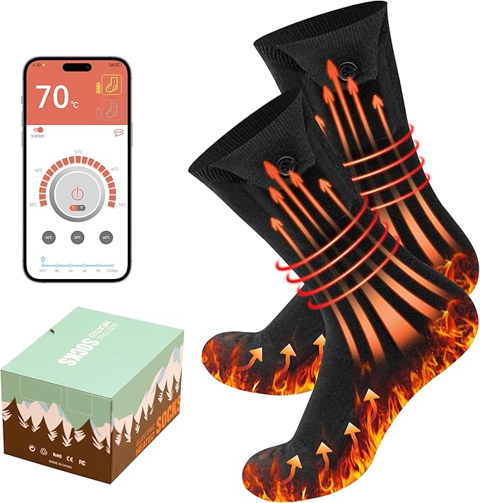 2026 Upgraded Ultra-Thin Heated Socks with Dual 5000mAh Batteries, Long-Lasting Warmth, Lightweight Electric Socks, Soft and Flexible, Non-Restrictive Ankle Fit for Men & Women, Hunting Skiing Gifts