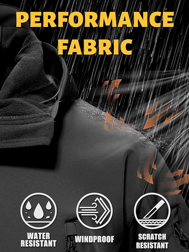 TACVASEN Men's Special Ops Military Tactical Soft Shell Winter Warm Fleece Lined Jacket Rain Hood Coat Hiking Snowboard