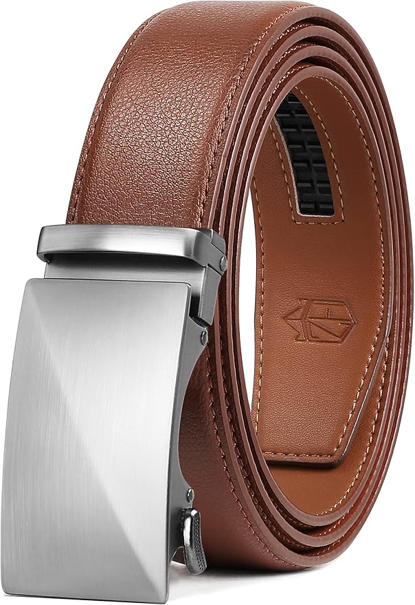 Zitahli Belt Men, Ratchet Belt Dress with 1 3/8" Premium Leather,Slide Belt with Easier Adjustable Automatic Buckle