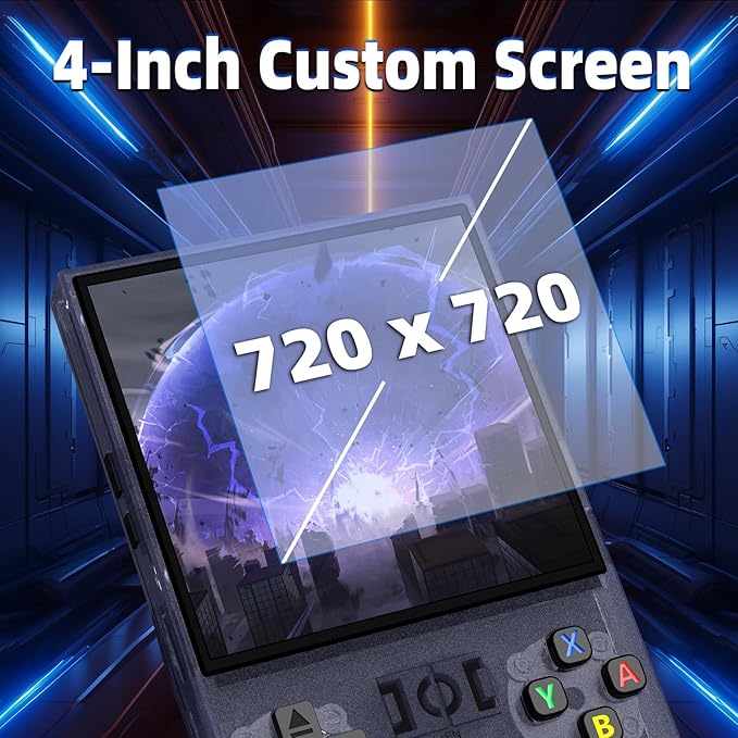R36MAX Retro Handheld Game Console, 4.0 Inch IPS Screen Retro Gaming Console,Linux System, 4000mAh Battery Portable Pocket Mini Arcade, Built-in 128G, Lead Gray