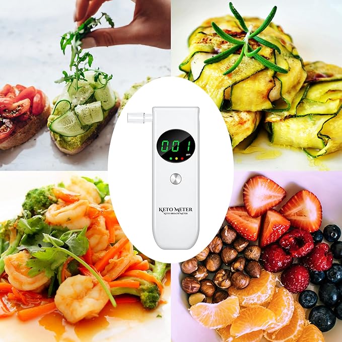 Home Breath Ketosis Meter Professional Portable Breath Ketone Breath Monitoring Analyzer - High Precision Ketone Breath Tester for Ketosis Testing with 10 Mouthpieces