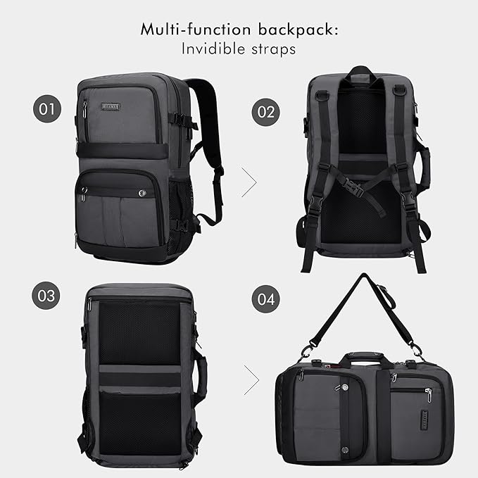 WITZMAN Carry on Travel Backpack for Men Women Laptop Backpack with USB Charging Port Airline Approved(B683 Silvery Grey)