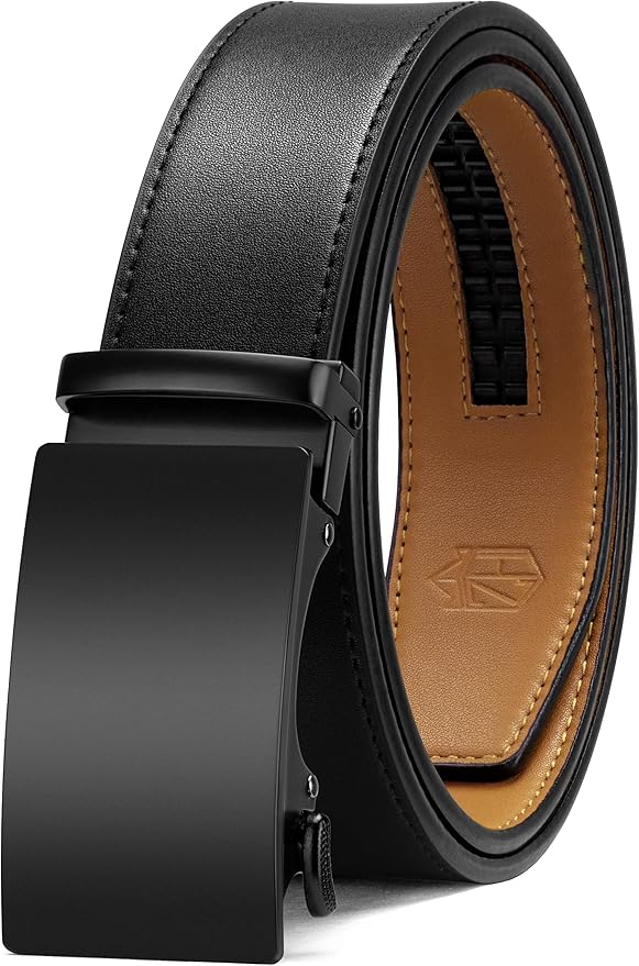 Zitahli Belt Men, Ratchet Belt Dress with 1 3/8" Premium Leather,Slide Belt with Easier Adjustable Automatic Buckle