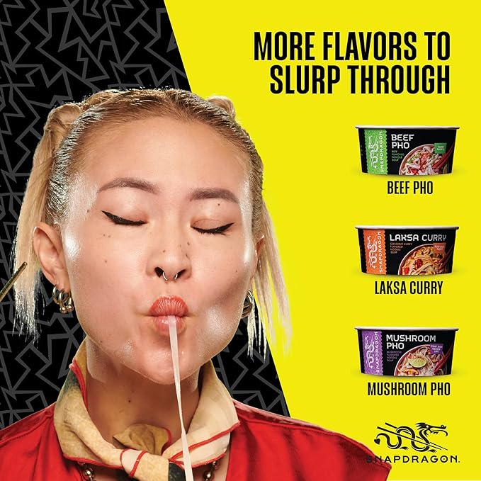Snapdragon Chicken Pho Instant Noodle Packets 4-Pack | Rich Chicken Flavored Broth with Rice Noodles, Gluten Free, No Artificial Flavors, 4 2.1oz Packets
