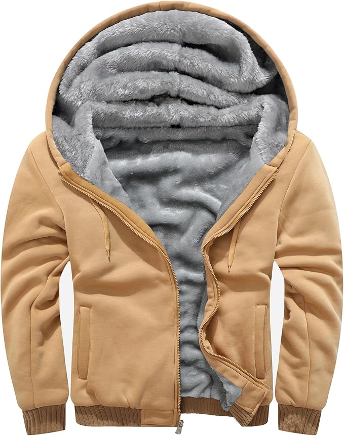 MACHLAB Men's Pullover Winter Workout Fleece Hoodie Jackets Full Zip Wool Warm Thick Coats
