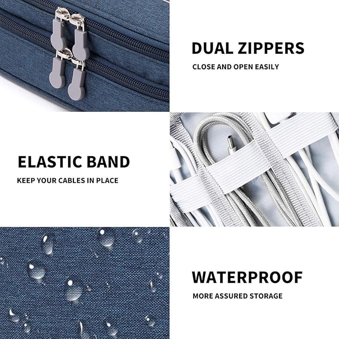 Multi Purpose Oxfords Fabric Storage Organiser Pouches for Technology Accessories Cosmetics Travel Essential Charger Cable or