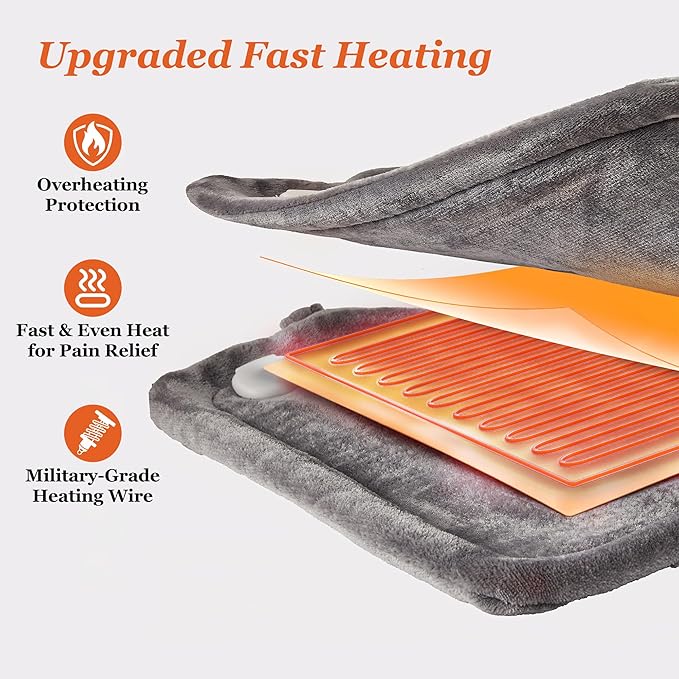 Heating Pad for Neck Shoulder and Back, Valentines Day Gifts for Her Him, Birthday Gift for Women Men Mom, Deeper Pain Relief,Large Weighted Heat Pad, FSA Eligible HSA Approved, ETL Certified, Gray