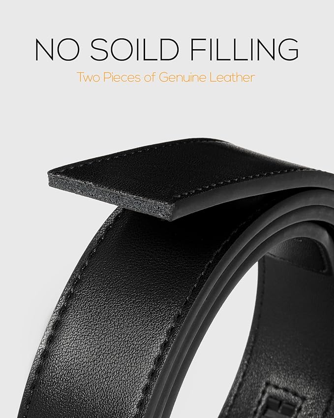 CHAOREN Mens Belt Leather Ratchet Belt - Customizable Fit, Effortless Style (35mm)