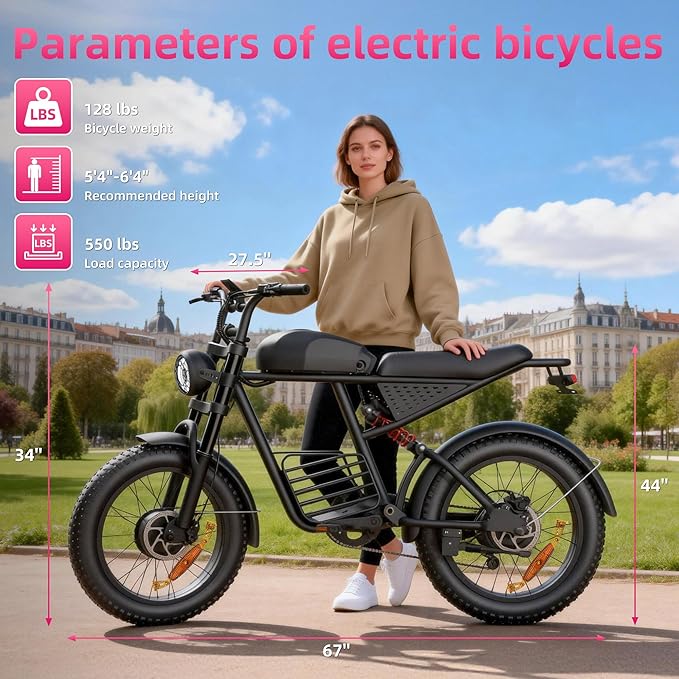 Electric Bike for Adults FX20, 3000/1500W, 37/35MPH Fast E-Bike, 48V 25Ah/18.9Ah Battery, 40-80 Miles Long Range Electric Motorcycle, 20" Fat Tire Dirt Bike, UL 2849 GCC All Terrain Mountain Snow