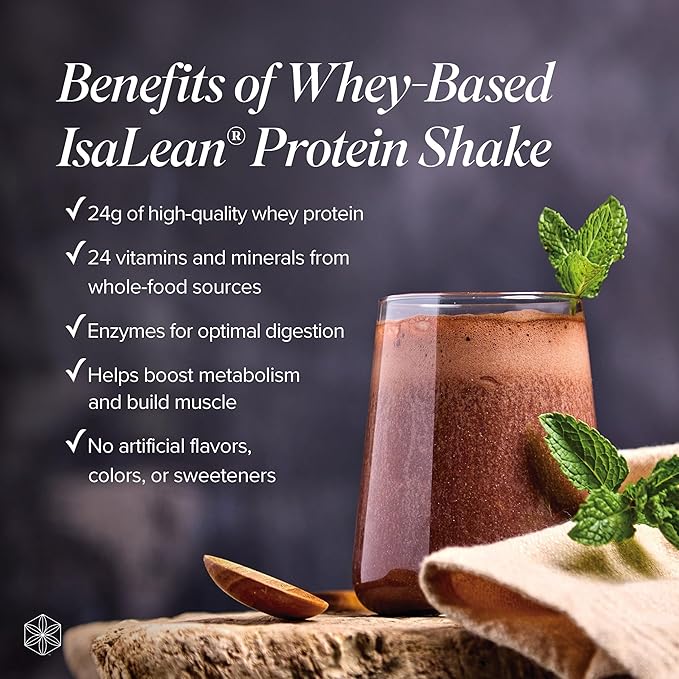 IsaLean Protein Shake - Complete Superfood Meal Replacement for Maintaining Healthy Weight and Lean Muscle Growth with 24 Vitamins and Minerals - 29.1 oz - 14 Meal Canister (Chocolate Mint) - Canister