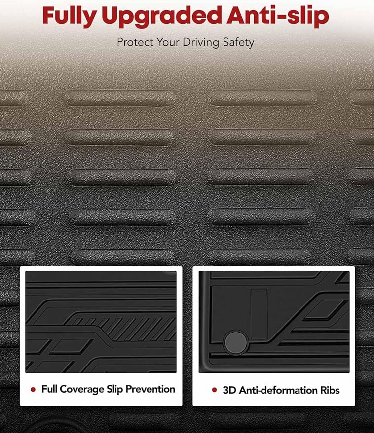 YHTAUTO Floor Mats Fit 2020-2026 Ford Explorer, TPE All Weather Car Mats Waterproof Anti-Slip Odorless Floor Liner, Interior Car Accessories Front & 2nd Row Liner