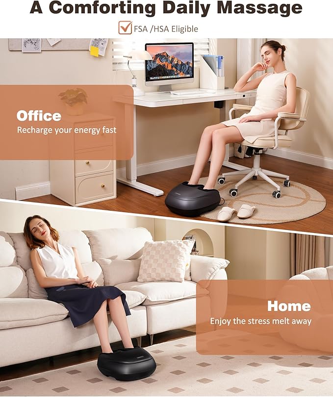 KNQZE Foot Massager Machine with Heat, Shiatsu Deep Kneading Foot Massager with Remote, Compression, Multi-Massage Modes, Auto-Off Timers, Gifts for Women Men
