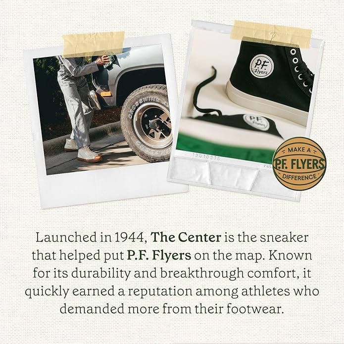 PF Flyers Center High Top Sneakers for Men and Women, Original Canvas Hi-Top Athletic Shoe, Unisex