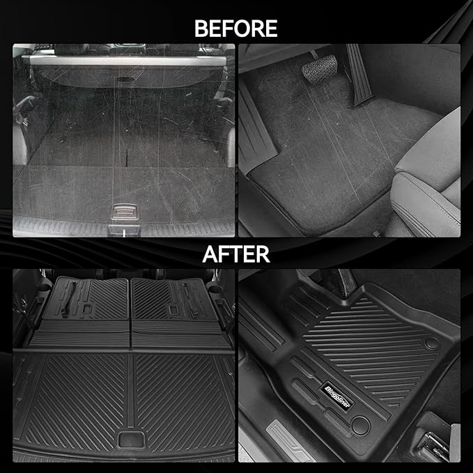 Floor Mats for 2025 Ford Expedition Max 8 Seats(2 Row Bench Seat), Trunk Mat and Backrest Mat All Weather TPE Protector for Ford Expedition Accessories