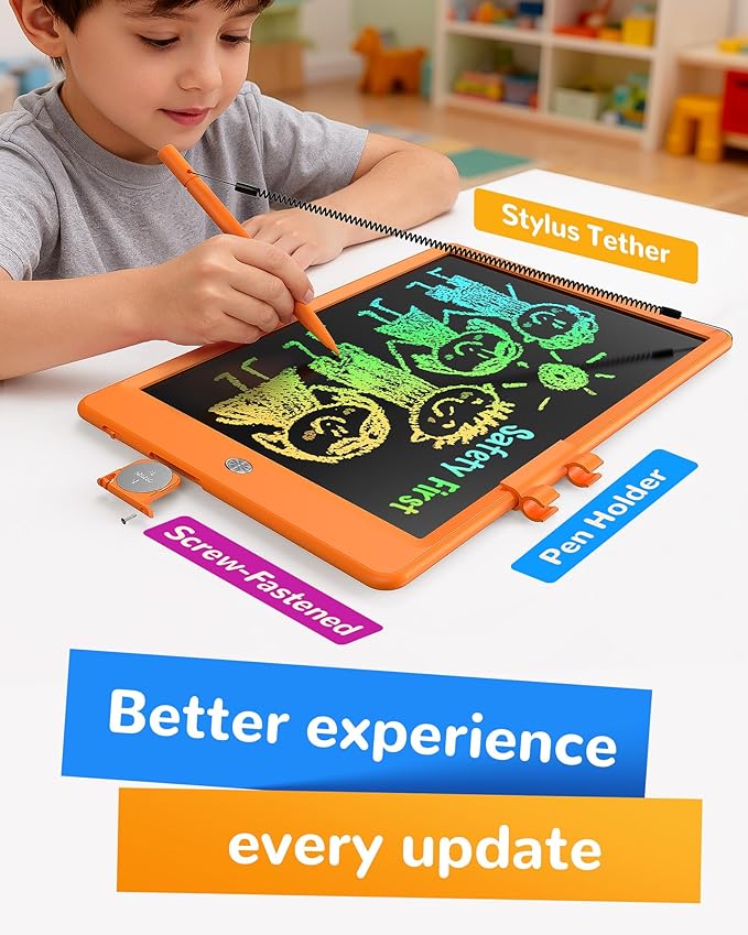 KOKODI LCD Writing Tablet, 10 Inch Colorful Doodle Board Drawing Tablet, Erasable Reusable Electronic Drawing Pads, Educational and Learning Toy for 3-6 Years Old Boy and Girls