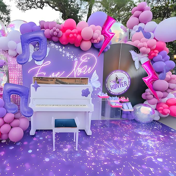 Kpop Demon Korean Idol Balloons Rock and Roll Balloons Purple Music Balloon for Kpop Party Decorations Rock and Roll Music Birthday Party Decoration Hip-hop Demon K-pop Baby Shower Decoration Supplies