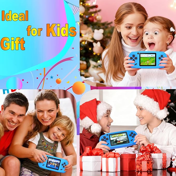 16 Bit Handheld Games for Kids Adults 3.0'' Large Screen Preloaded 100 HD Classic Retro Video Games USB Rechargeable Seniors Electronic Game Player Birthday Xmas Present (Blue)
