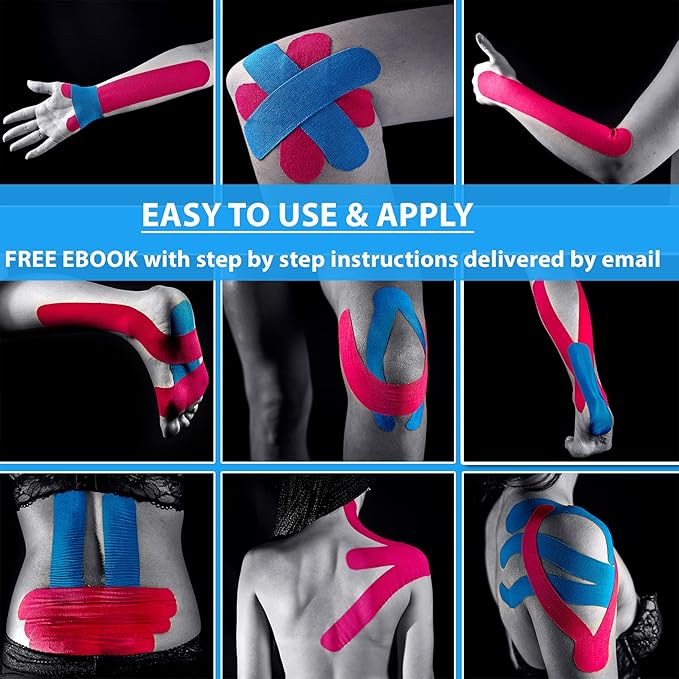 Starktape Original Kinesiology Athletic Tape. Professional Sports Tape for Ankle Wrist Knee Shoulder Muscles Joints. Latex Free, Waterproof, Stretchy, and Gentle on Skin. Up to 115 ft/Roll