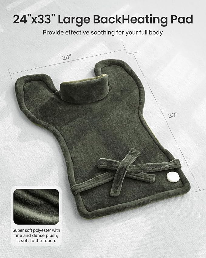 RENPHO Valentines Day & Birthday Gifts for Her Him Women Men, Heating Pad for Back Pain & Period Cramps,FSA Eligible, Weighted Heat Pad for Neck and Shoulders, 24"x33", ETL Certified, Green