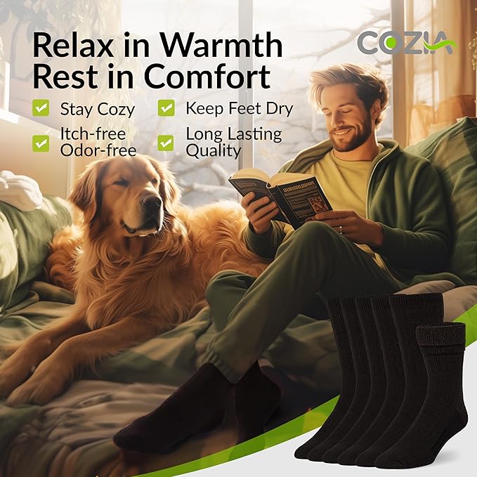 COZIA Merino Wool Socks for Men & Women Casual Warm Winter Cozy Thermal Socks